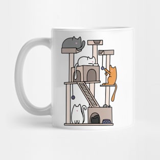 Cats Playing on Cat Tree Mug